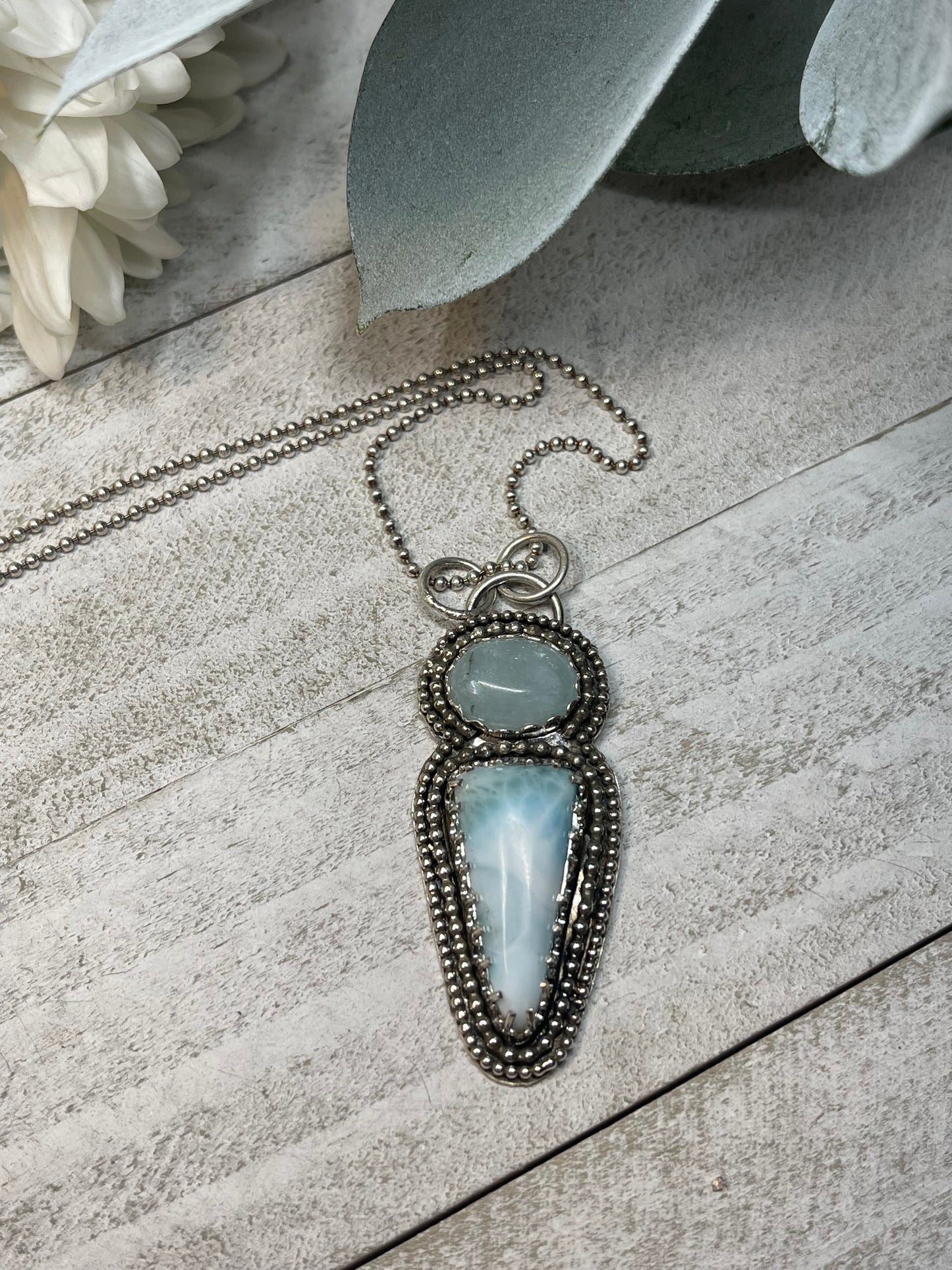 Aquamarine & Larimar Sterling Silver Necklace