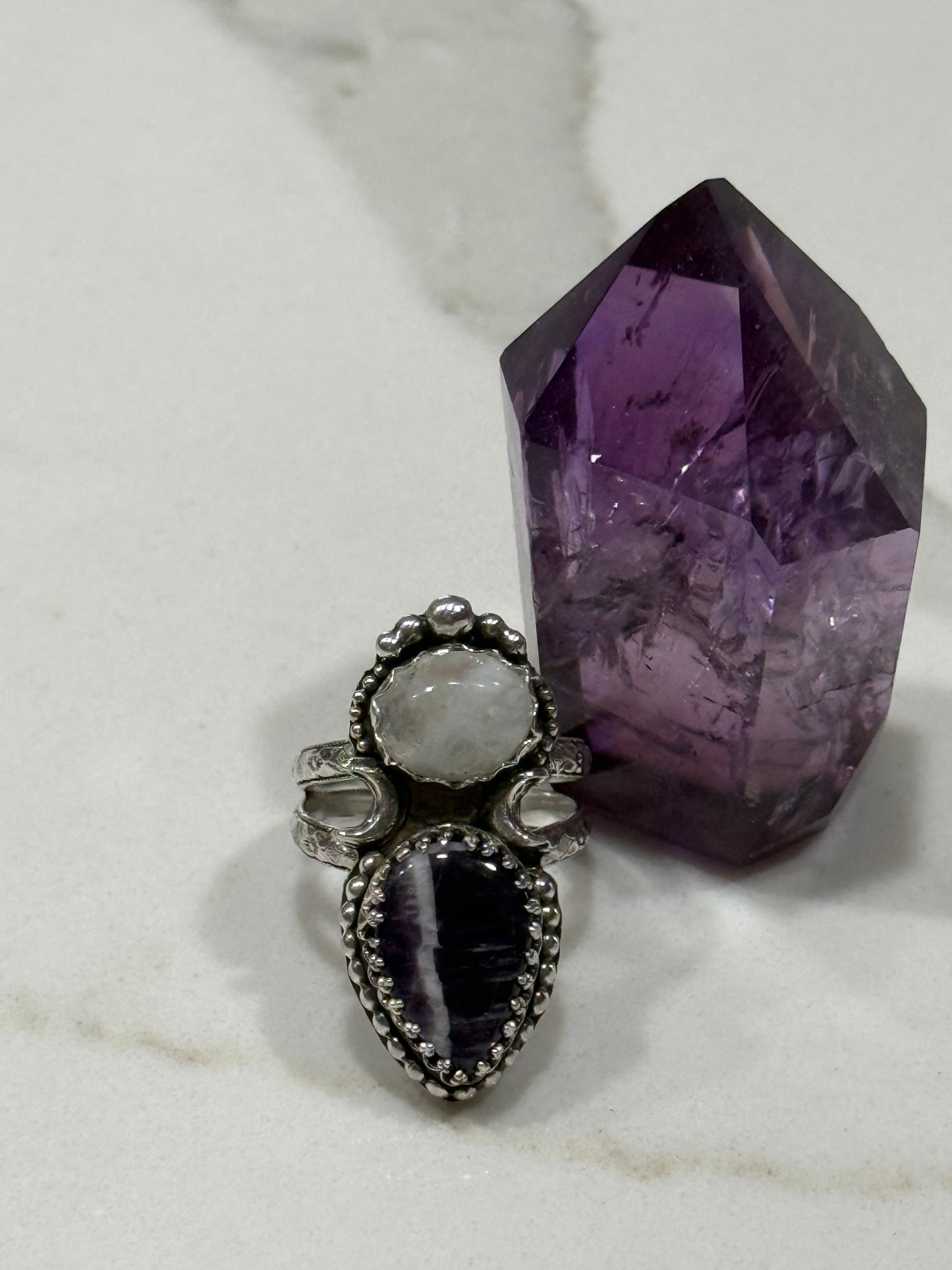 Amethyst and moonstone ring size 9