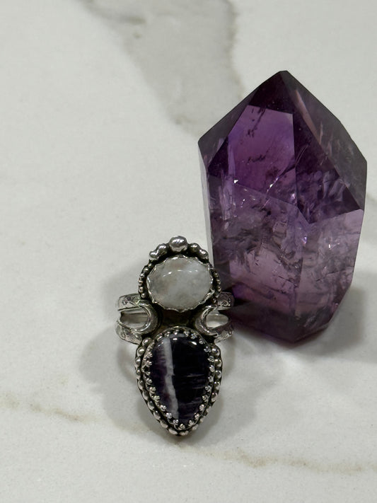 Amethyst and moonstone ring size 9