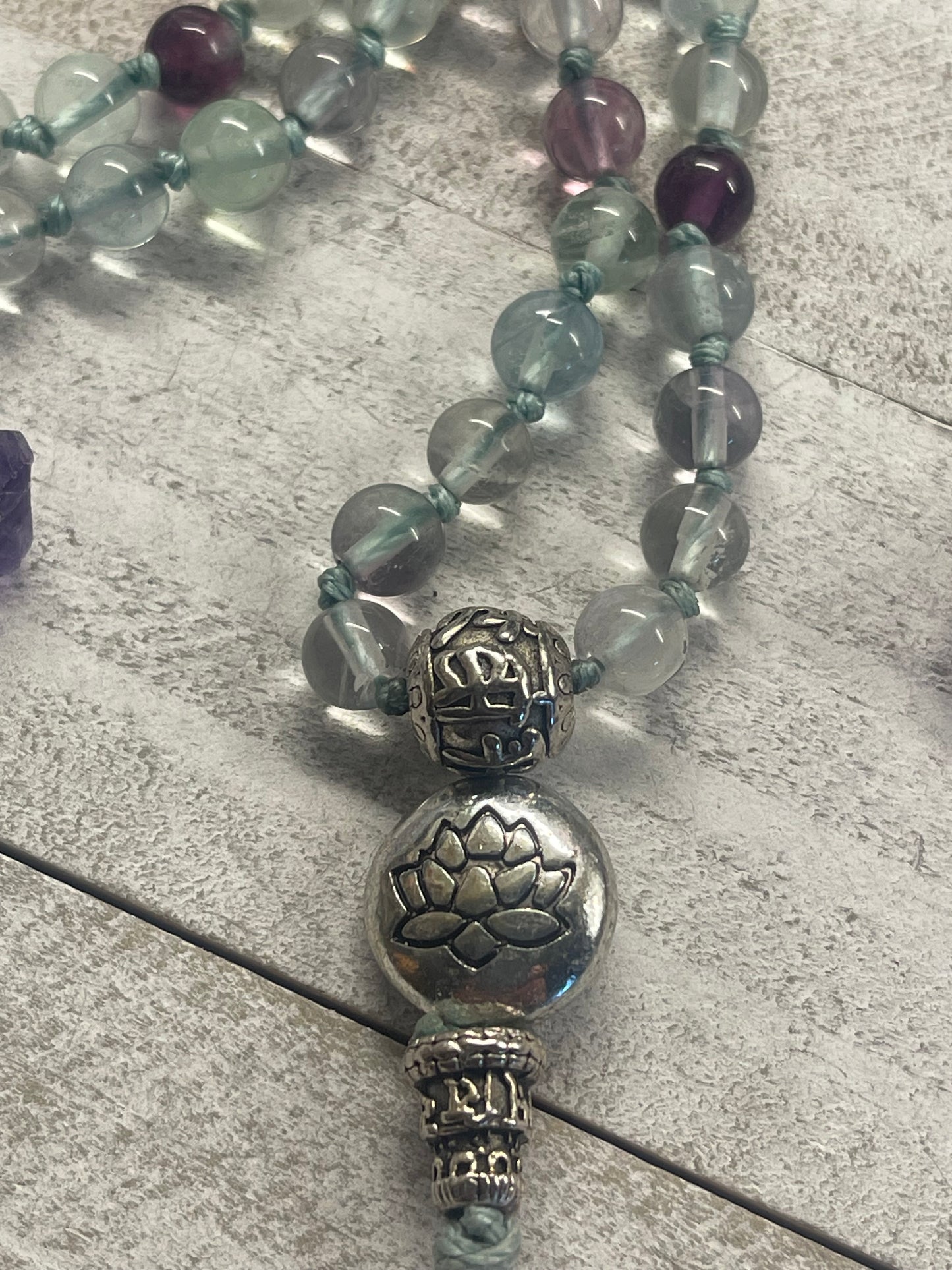 Fluorite Serene Lotus Mala