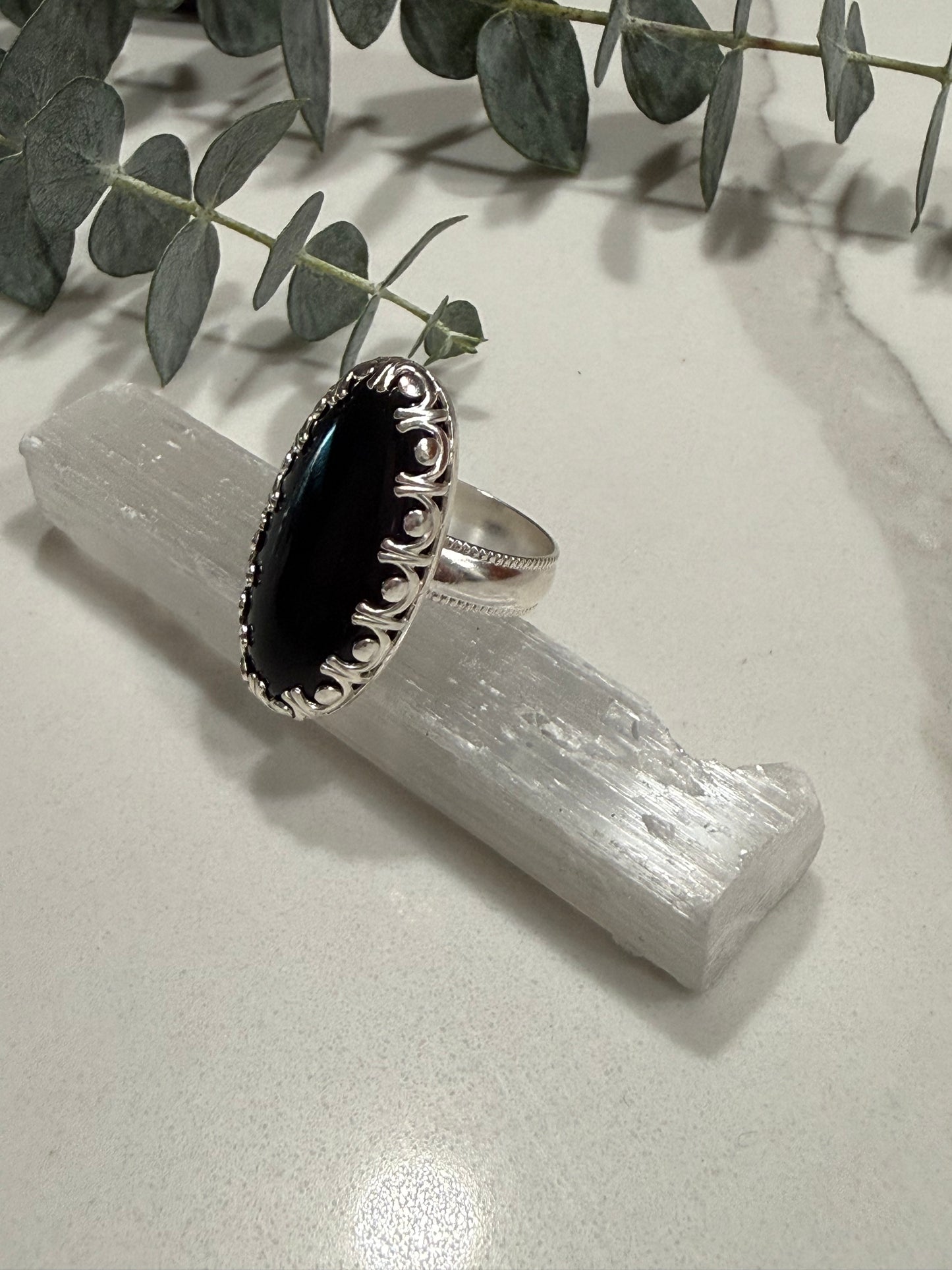 Onyx Ring Sterling Silver Size 10 1/2