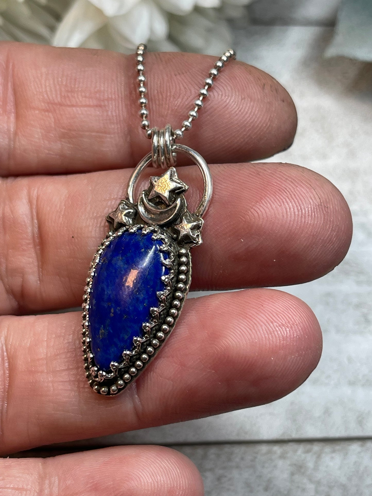 Lapis Lazuli Teardrop Cosmos Necklace