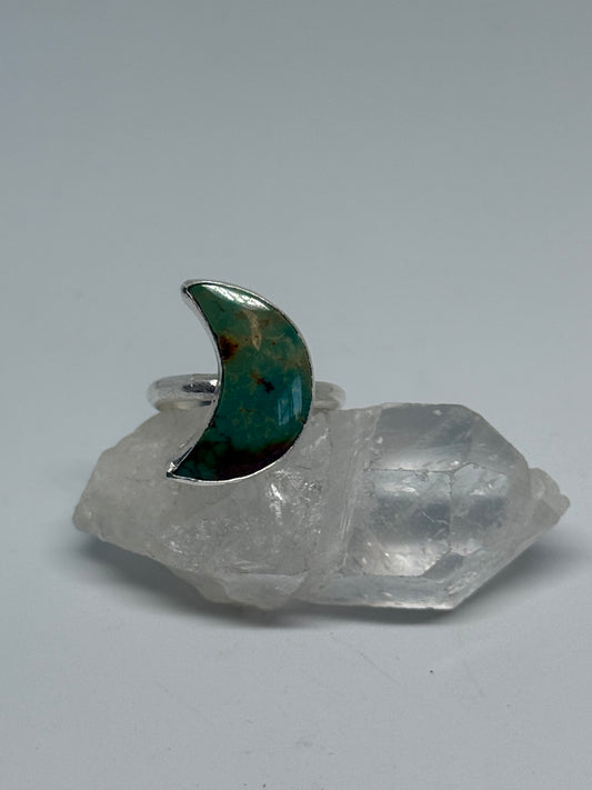 Turquoise crescent moon ring sz 7