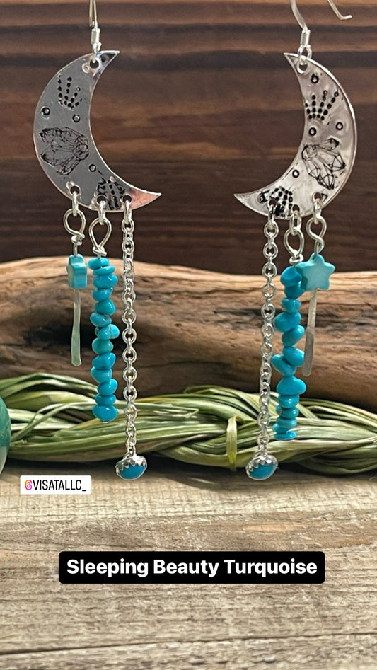 Turquoise Sleeping Beauty Fringe Earrings