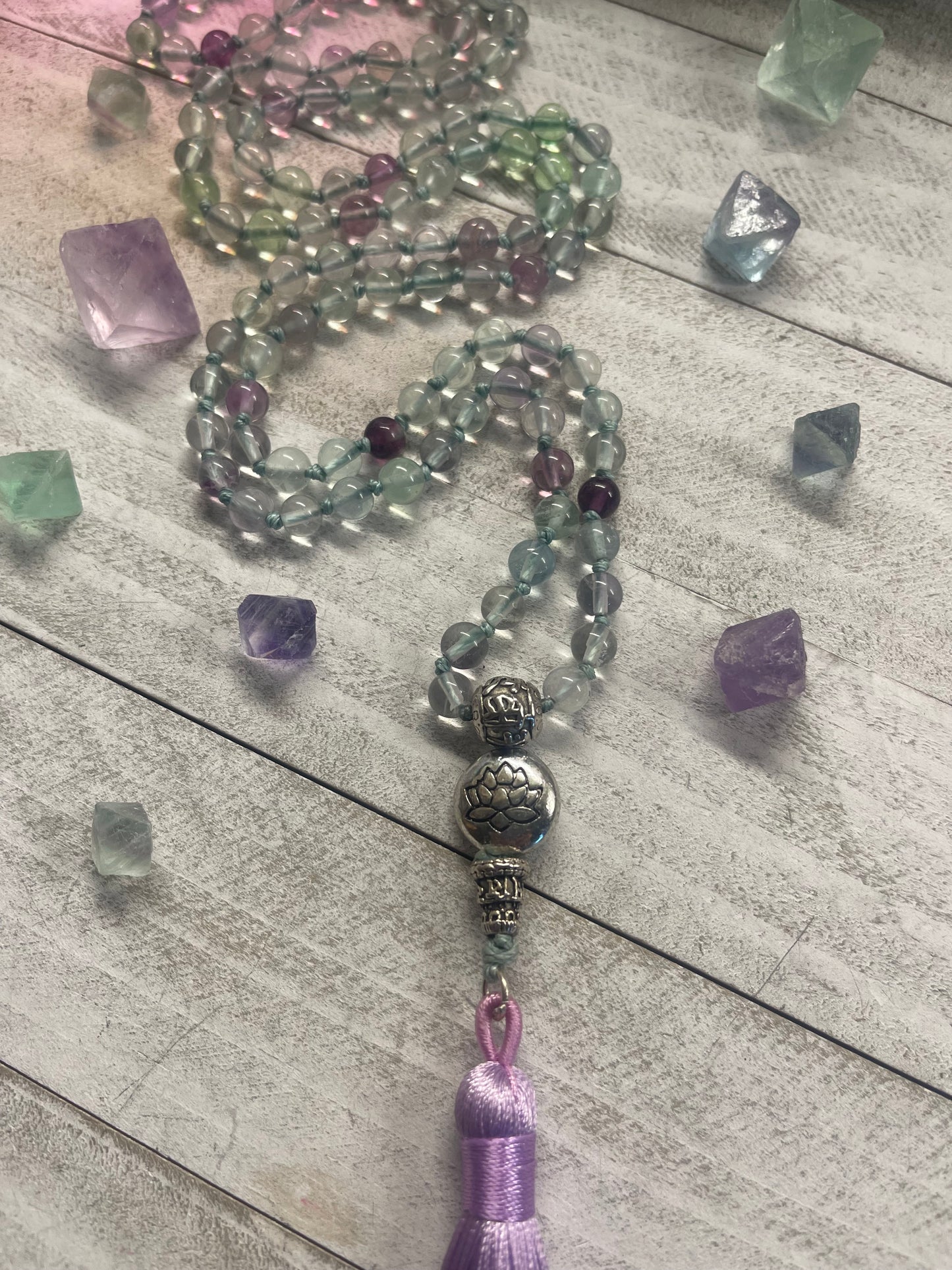 Fluorite Serene Lotus Mala