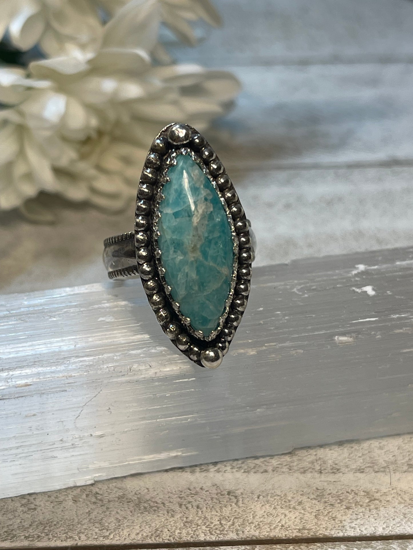 Amazonite Ring Sterling Silver Size 8