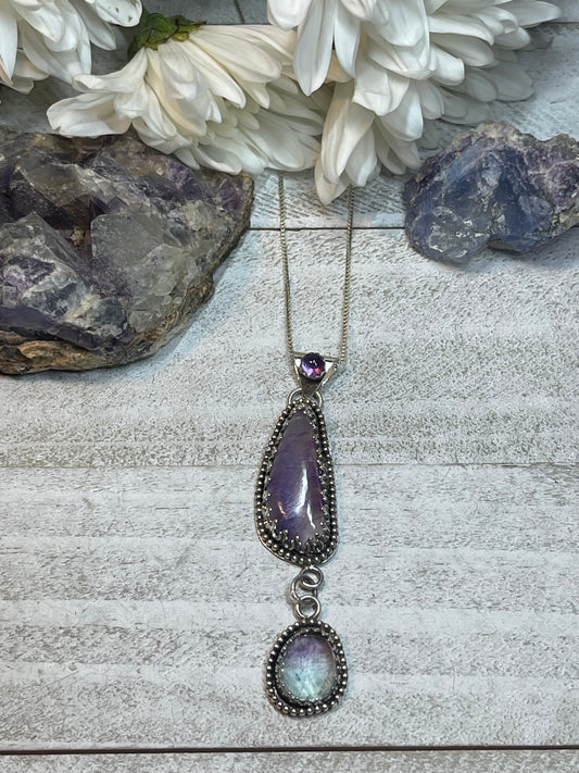 Amethyst, Charoite & Fluorite Necklace