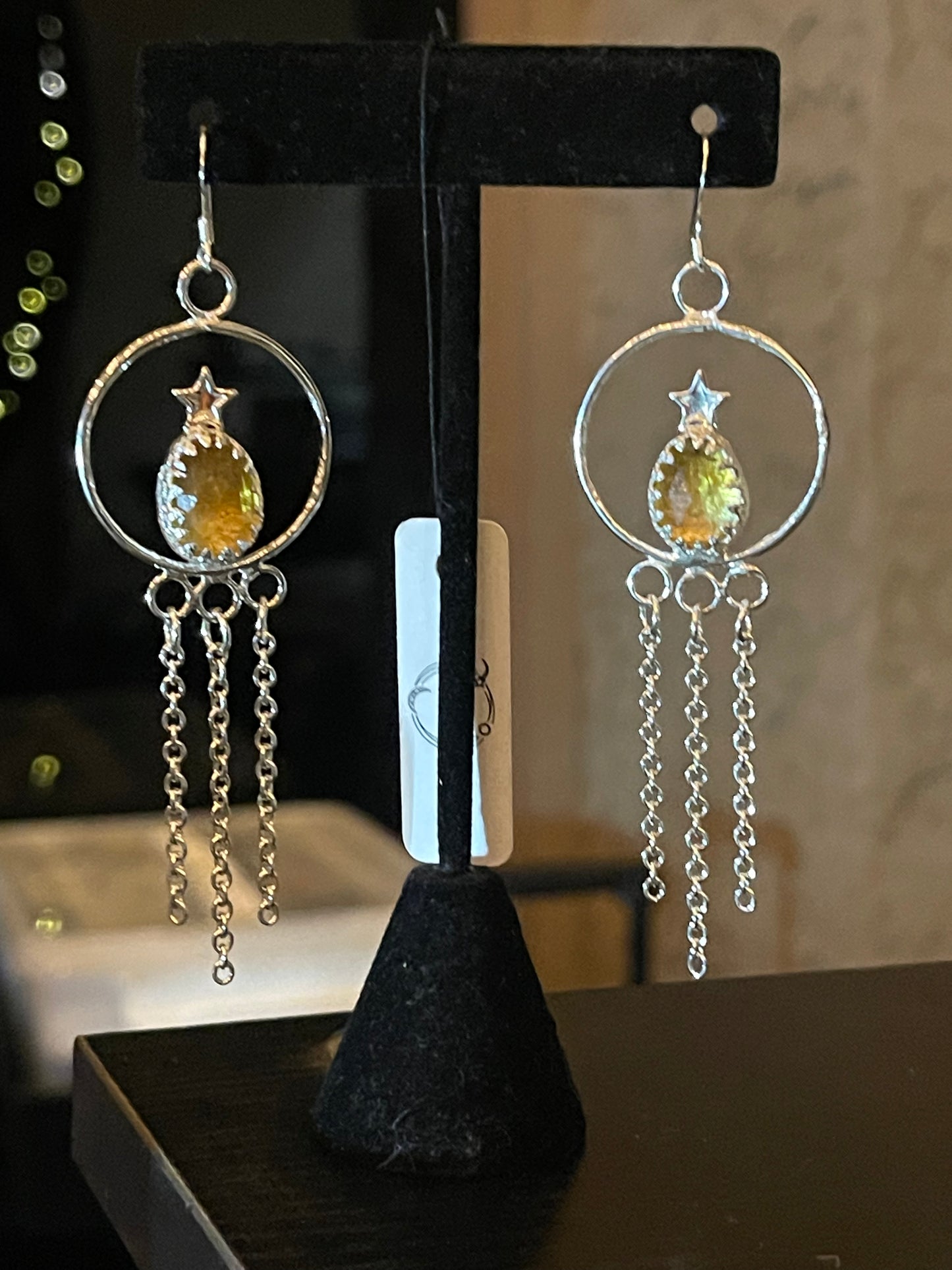 Citrine Shooting Stars Hoop Earrings