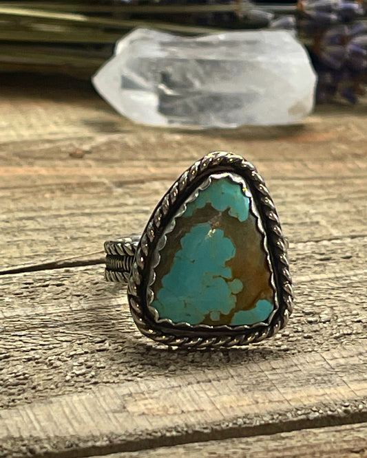Number 8 Turquoise sterling silver ring