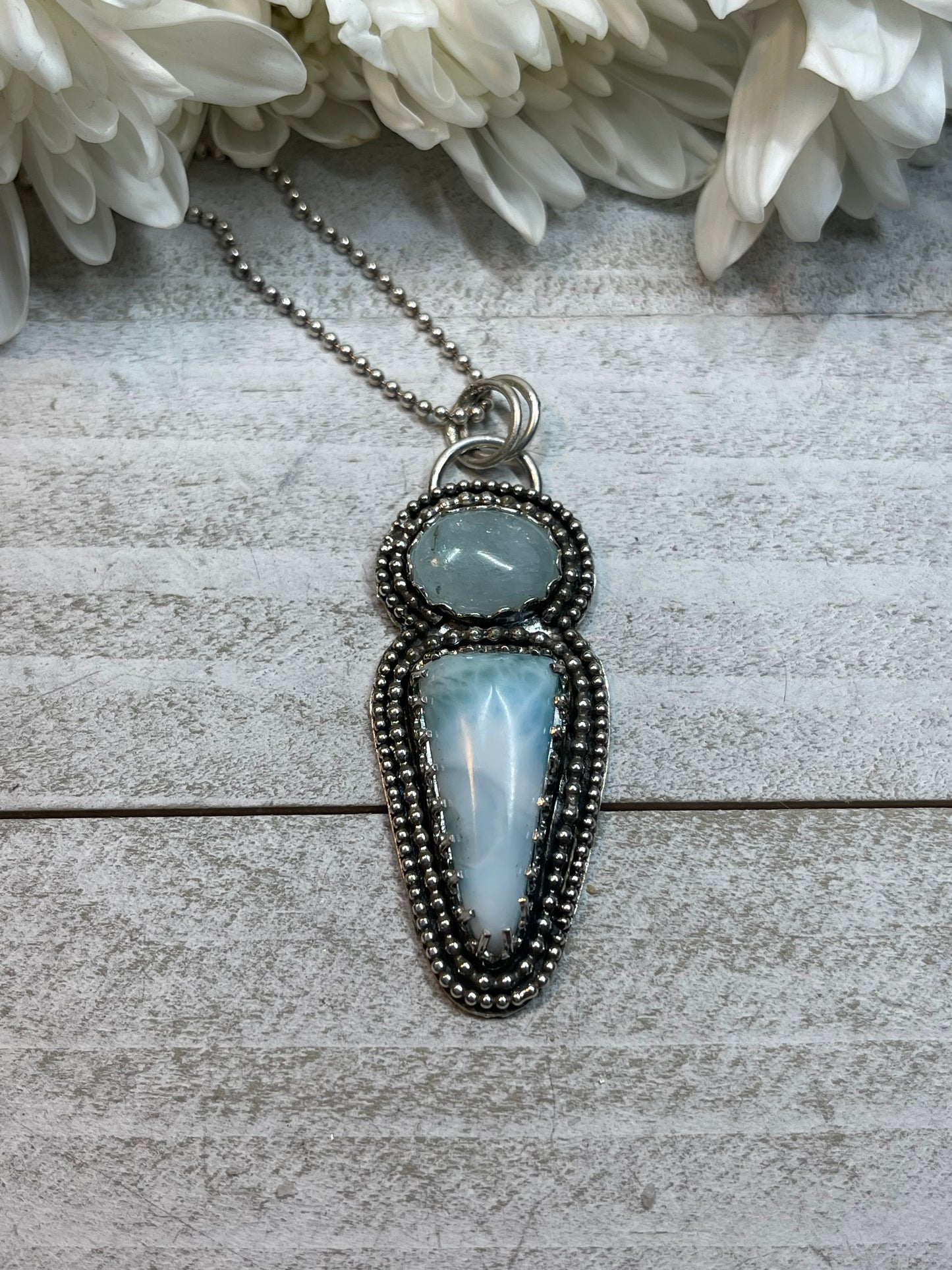 Aquamarine & Larimar Sterling Silver Necklace