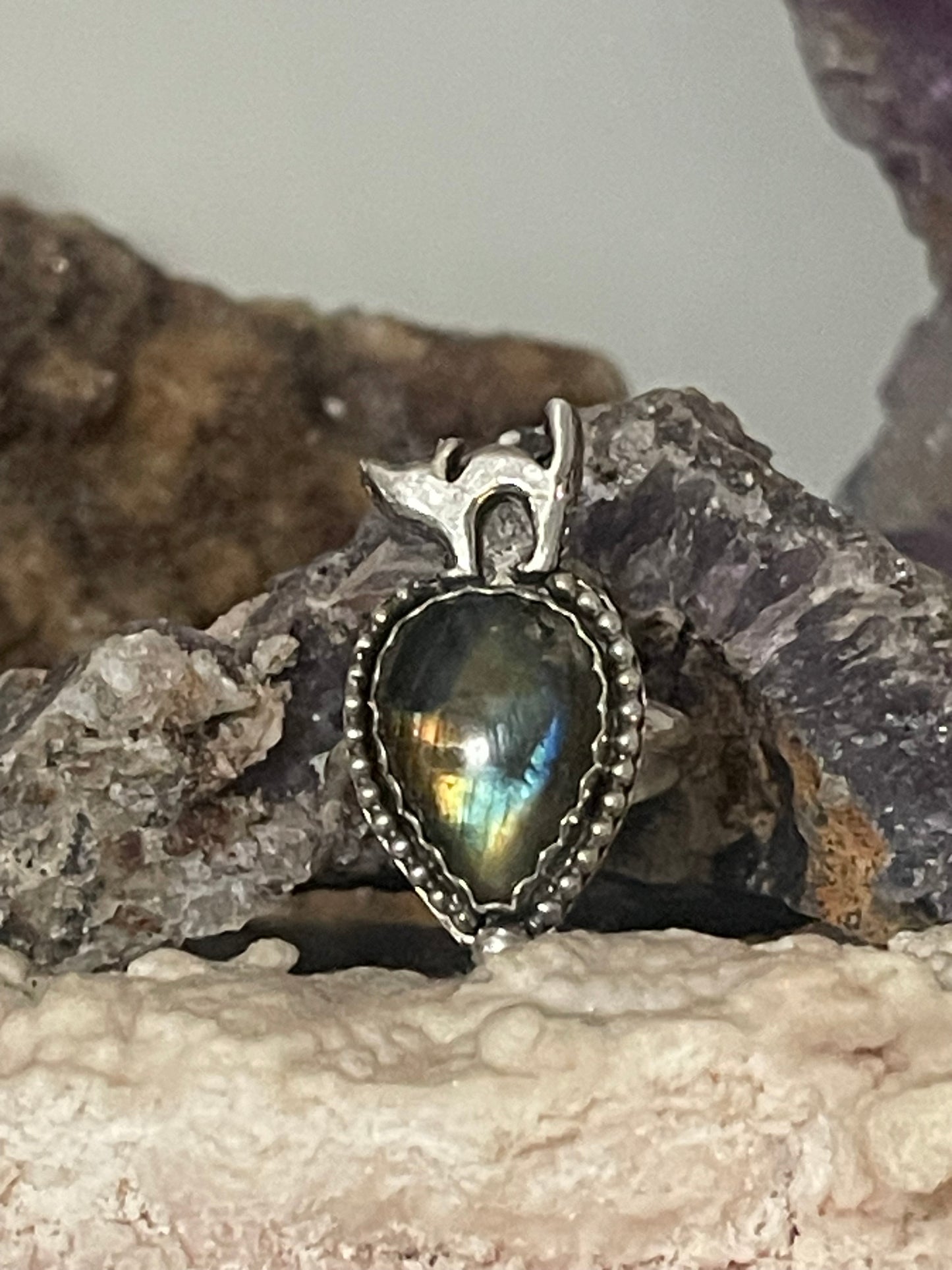 Labradorite Cat Ring size 8