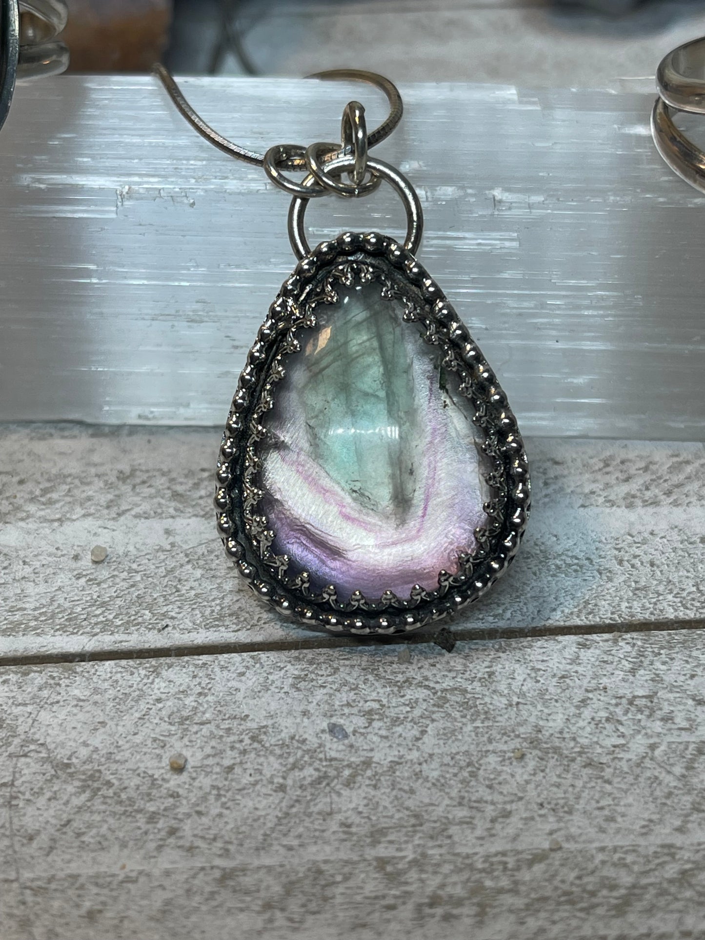 Fluorite Teardrop Necklace