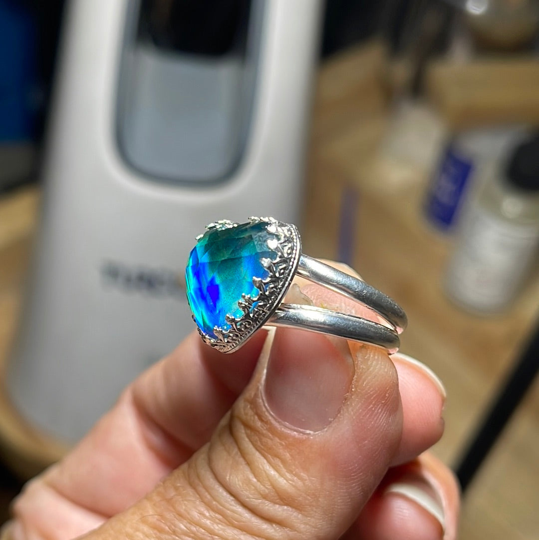 Aurora Opal Heart Ring size 9