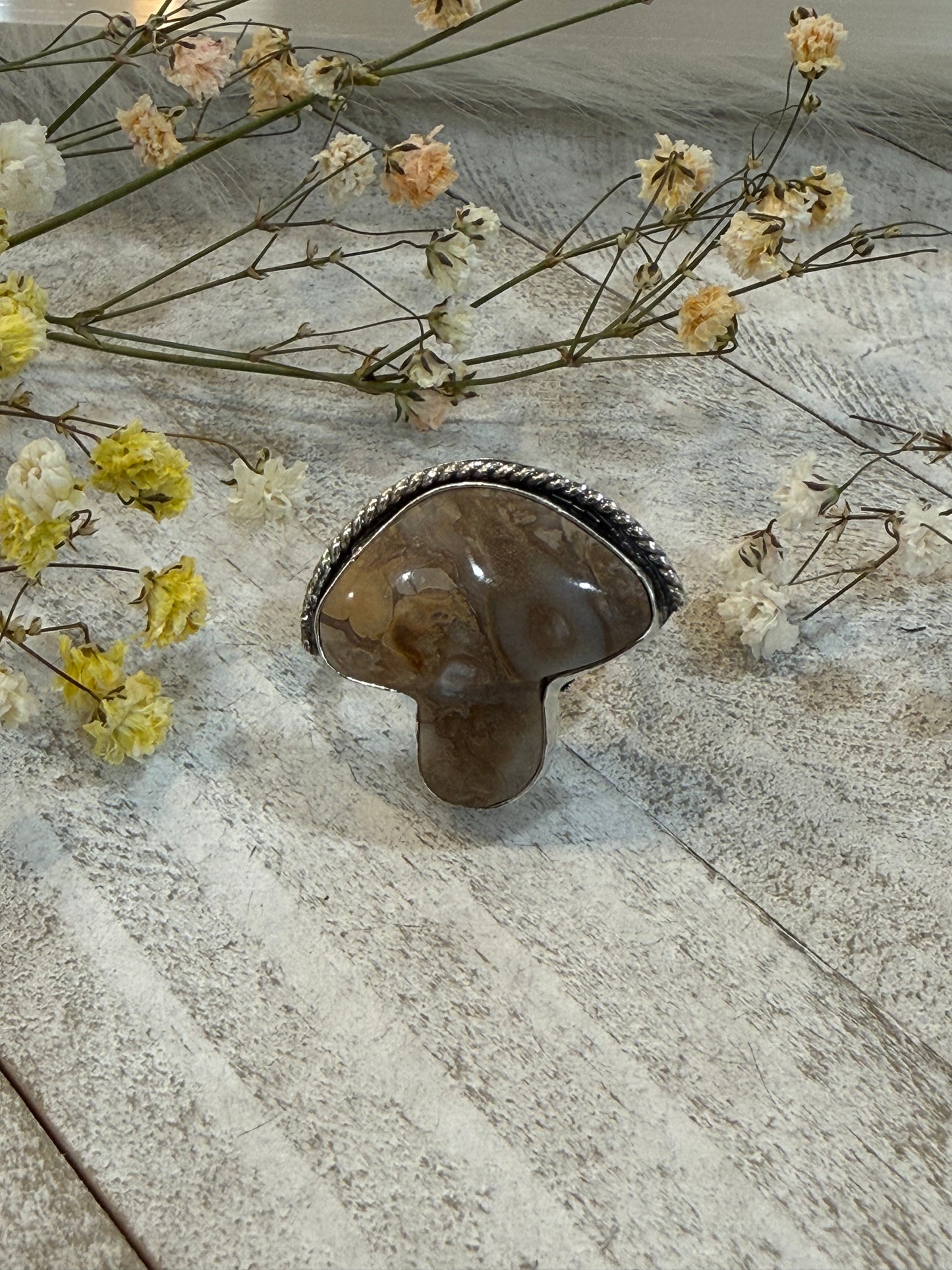 Agate Mushroom Ring size 8
