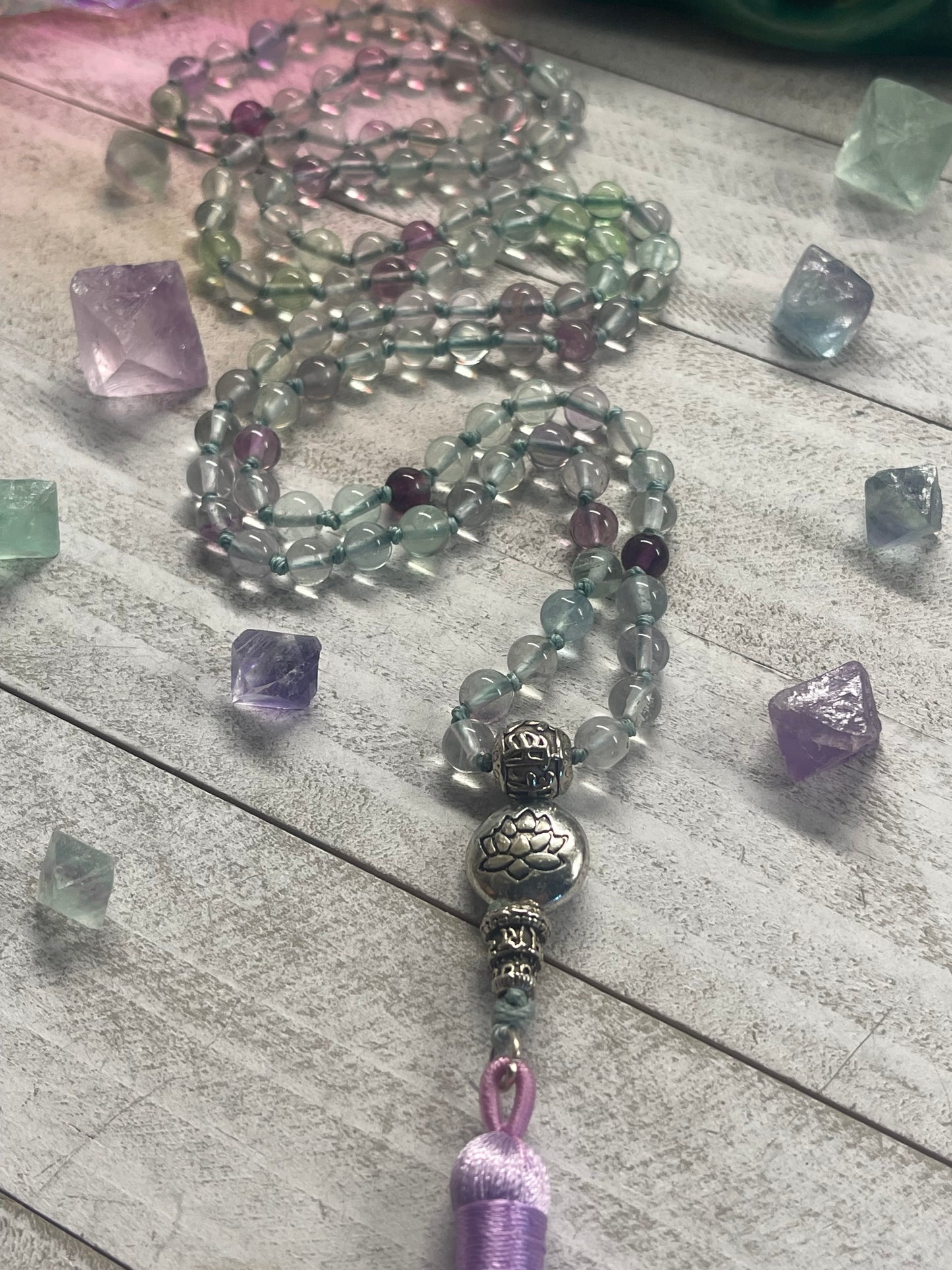 Fluorite Serene Lotus Mala