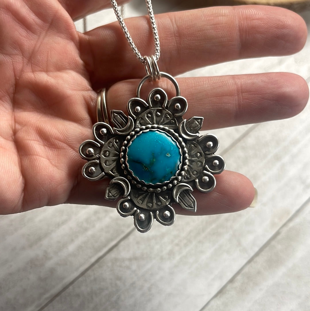 Turquoise Crystal Moon Mandala