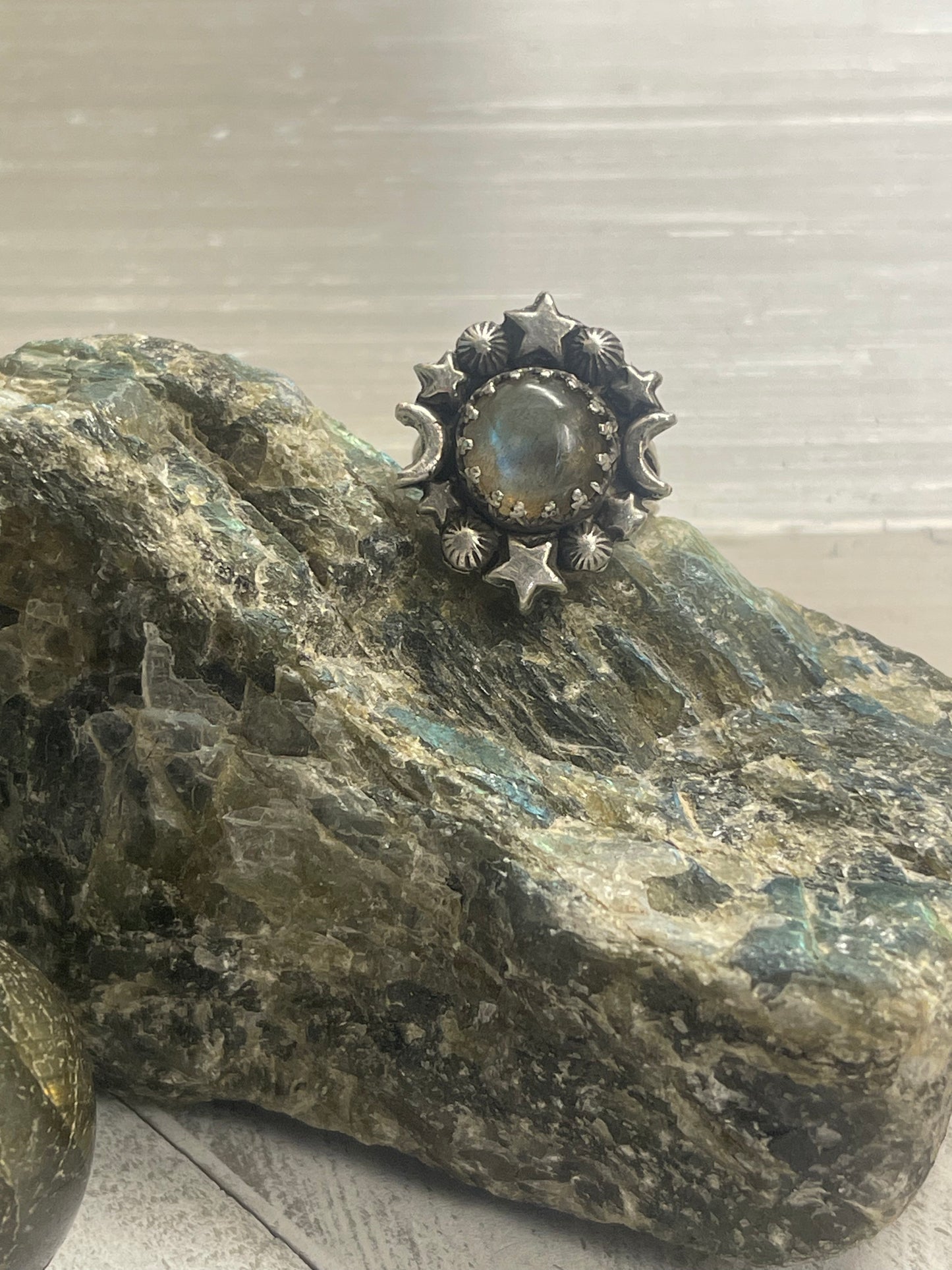 Labradorite cosmos ring size 5