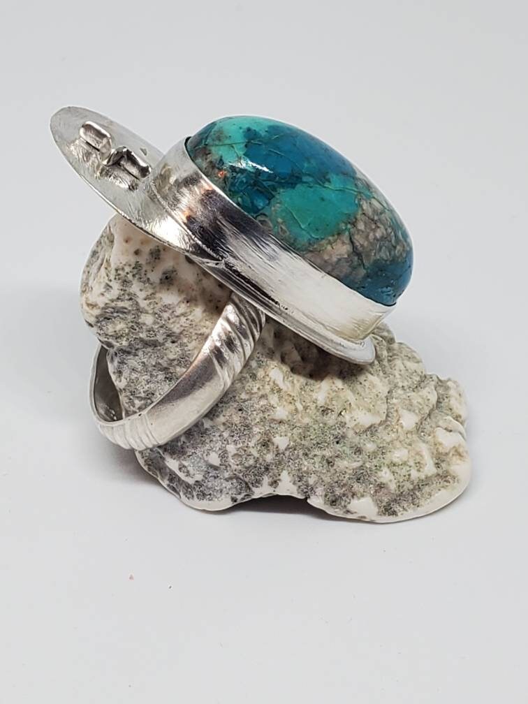 Star Queen Chrysocolla Sterling Silver Ring, size 8 1/2