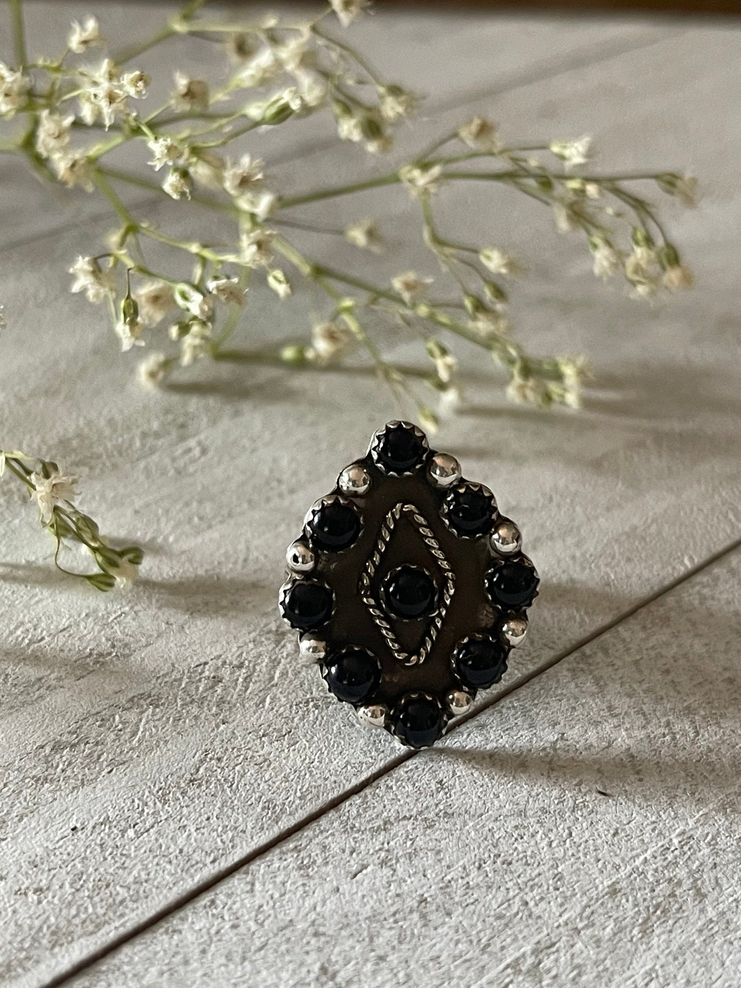 Black Onyx Sterling Silver Ring size 6 1/2