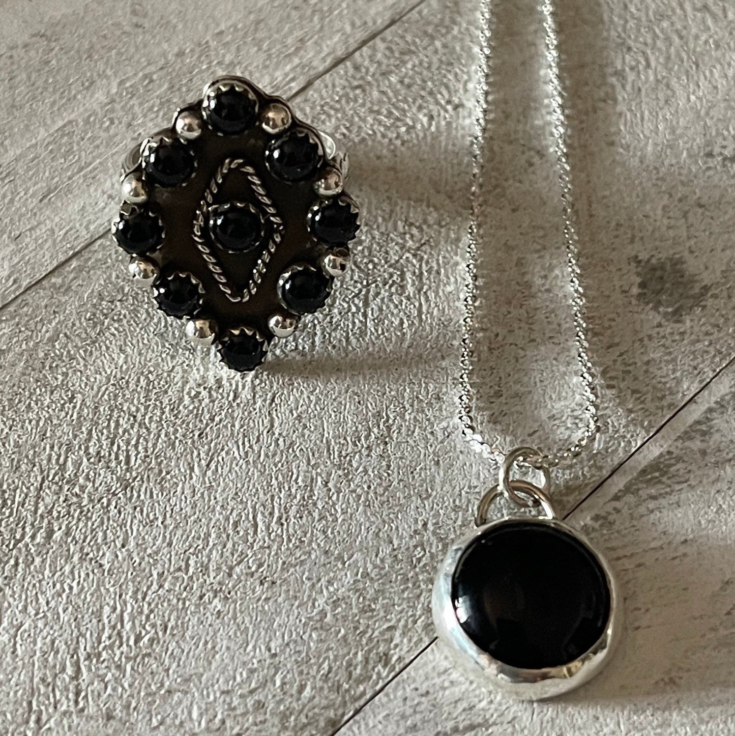 Black Onyx Sterling Silver Ring size 6 1/2