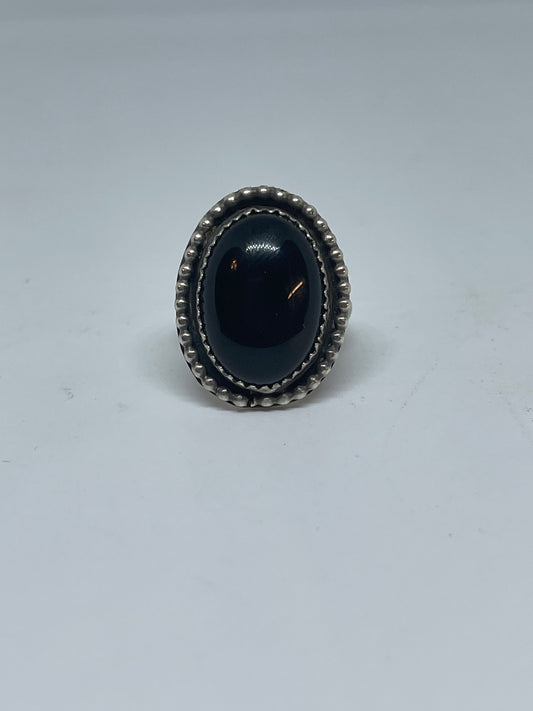 Obsidian ring size 5 sterling silver